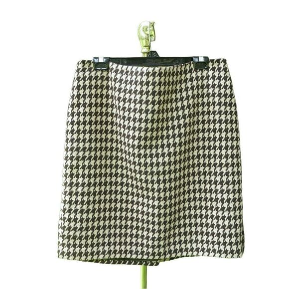 NWT Talbots Brown Tan Houndstooth Pencil Skirt - Picture 1 of 6